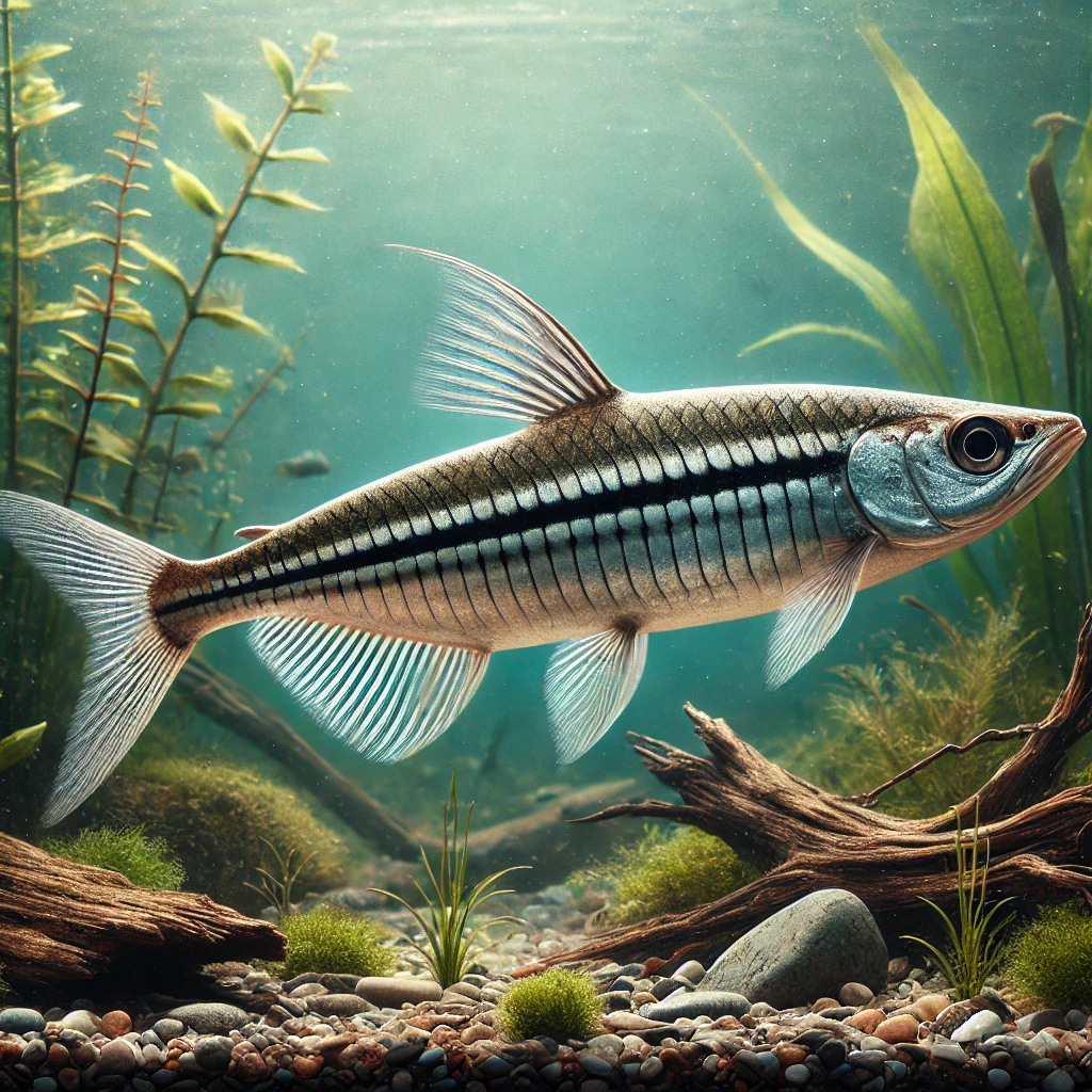 Epalzeorhynchus siamensis (Siamesisk rattets ræv, sølvede eater)