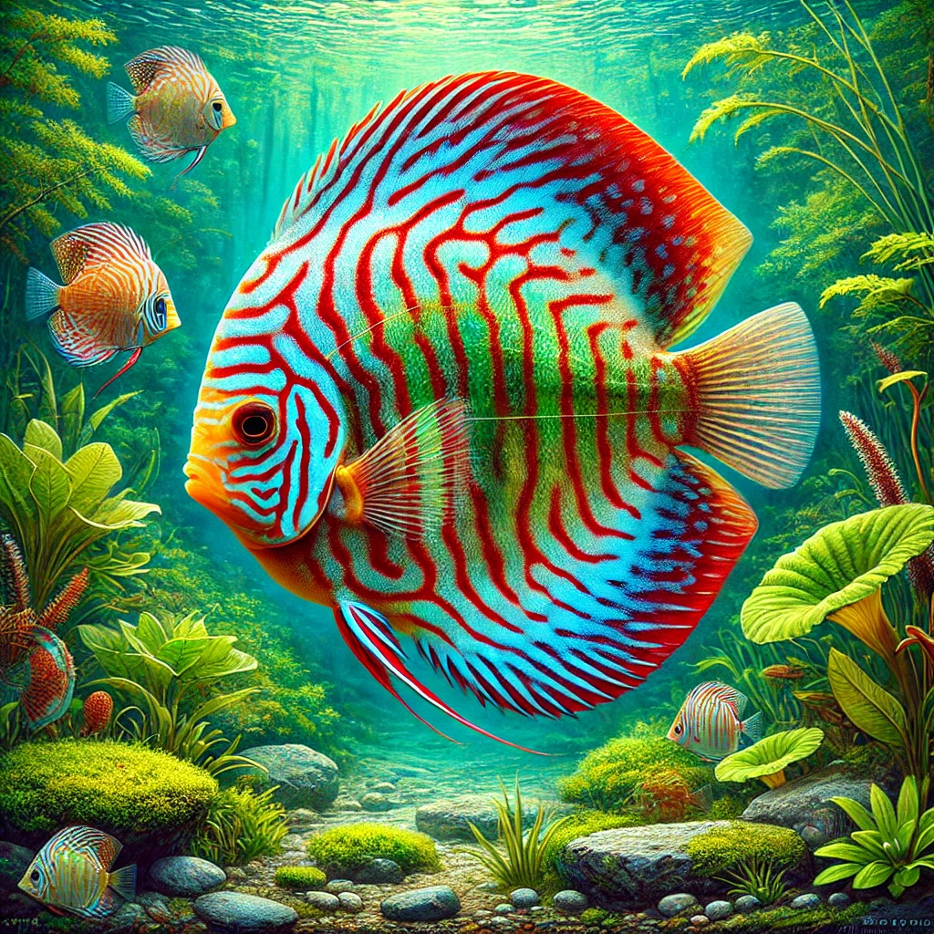 Symphysodon aequifasciatus haraldi (Blå diskus)